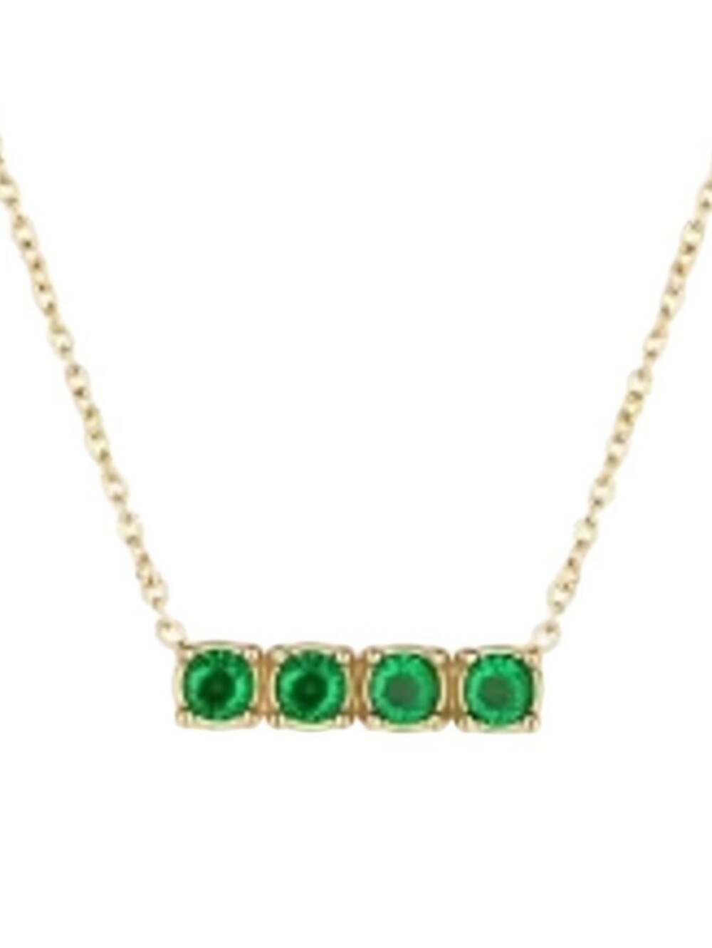 NEW! 18K Gold Plated Bar Green Emerald Gemstone Chain Necklace